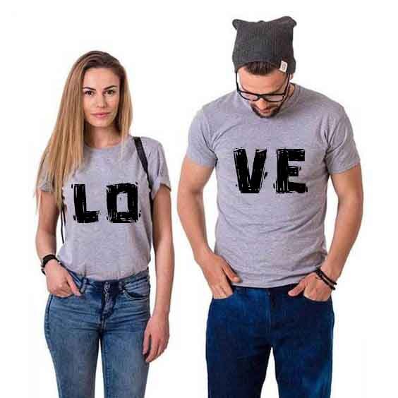 Тениски за двойки LO VE Gray - Fitness Drehi