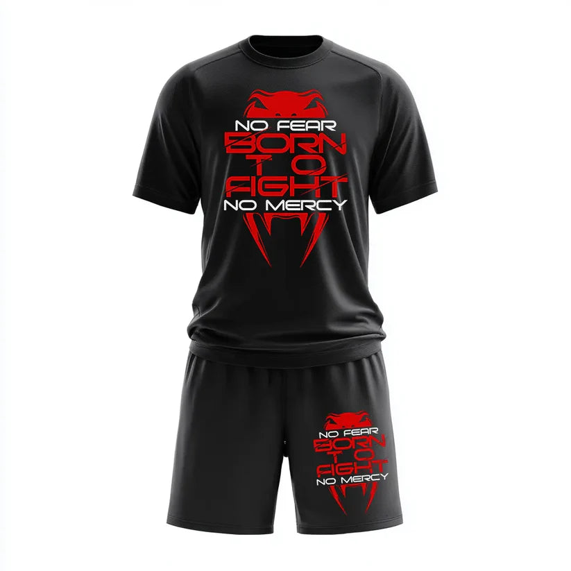Къс Екип от Полиестер – Дишащ и Удобен Спортен Комплект Born To Fight