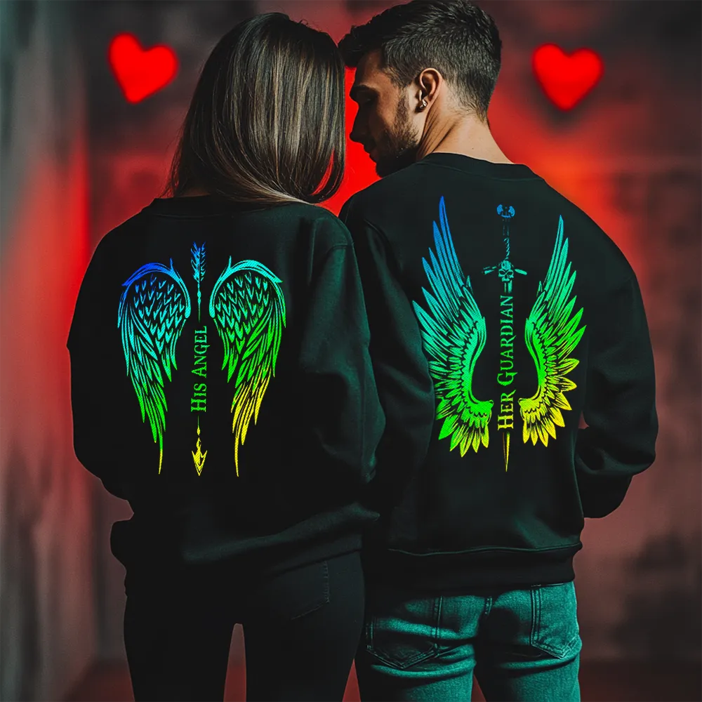 Унисекс Ватирани Блузи за Двойки Angel / Guardian