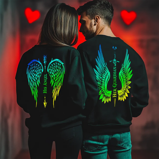 Унисекс Ватирани Блузи за Двойки Angel / Guardian