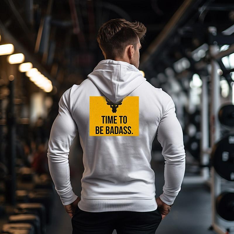 Бял Premium Суичър с цип Badass - Fitness Drehi