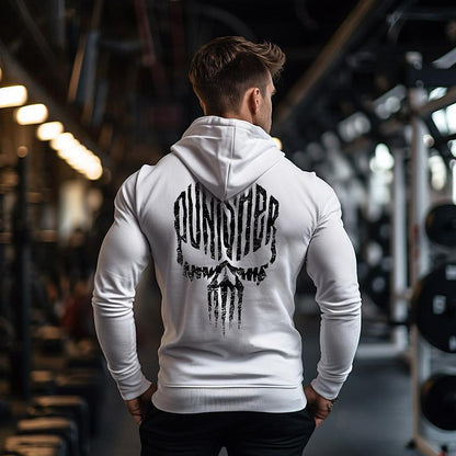 Бял Premium Суичър с цип PUN - Fitness Drehi