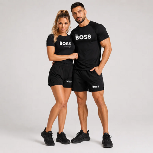 Къси екипи за двойки The Boss – комплект 2 броя за мъж и жена