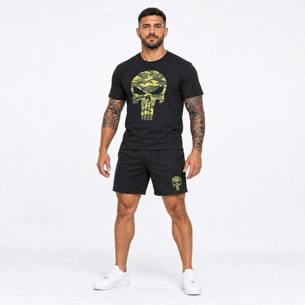OUTLET Къс Памучен екип с тениска и шорти Camo [M]
