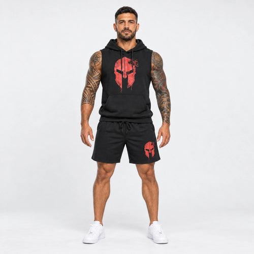 OUTLET Къс Памучен екип с тениска и шорт Spartan Red [L]