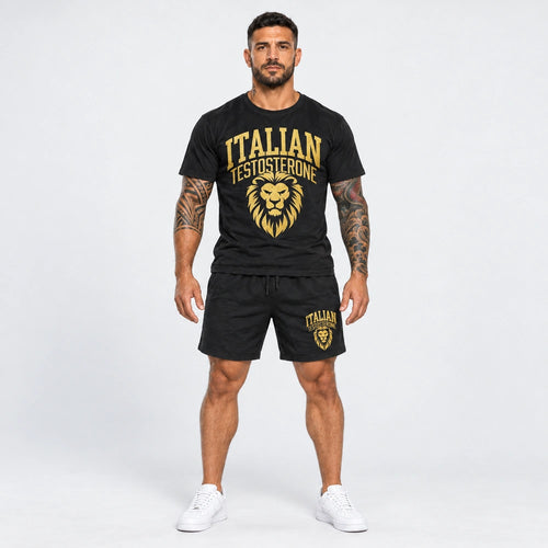 OUTLET Къс Памучен екип с тениска и шорт Gold Italian [L]