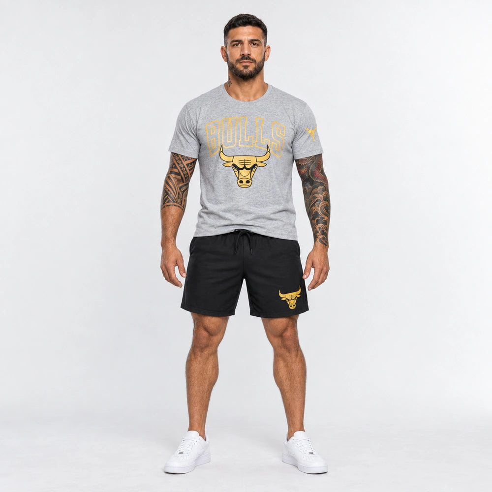 OUTLET Къс Памучен екип с тениска и шори Gray bl [L]
