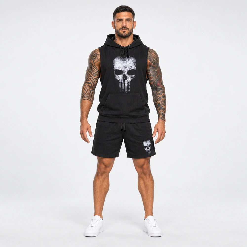 OUTLET Къс Памучен екип с тениска и шорт Ghost Skull [XL]