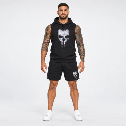 OUTLET Къс Памучен екип с тениска и шорт Ghost Skull [XL]