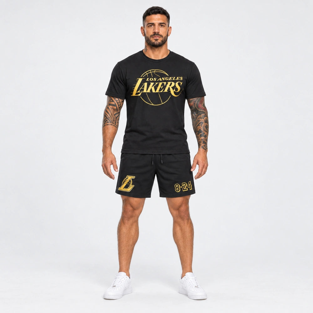 OUTLET Къс Памучен екип с тениска и шорт Lake Gold [XL]