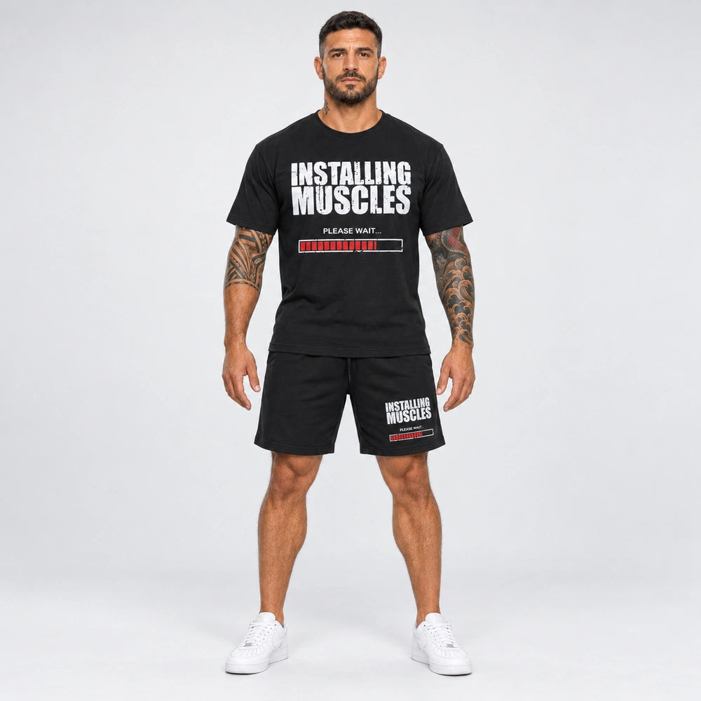 OUTLET Къс Памучен екип с тениска и шорти Installing Muscles  [2XL]