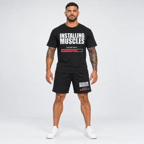 OUTLET Къс Памучен екип с тениска и шорти Installing Muscles  [2XL]