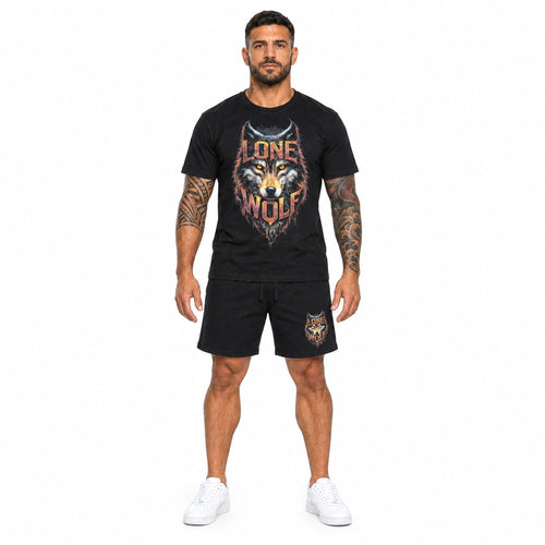 OUTLET Къс Памучен екип с тениска и шорти Lone Wolf  [2XL]
