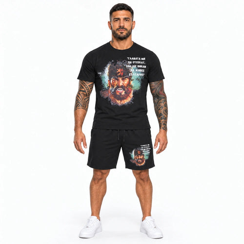 OUTLET Къс Памучен екип с тениска и шорти България 2   [2XL]