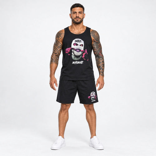 OUTLET Къс Памучен екип с тениска и шорт Gangsta Mask  [3XL]