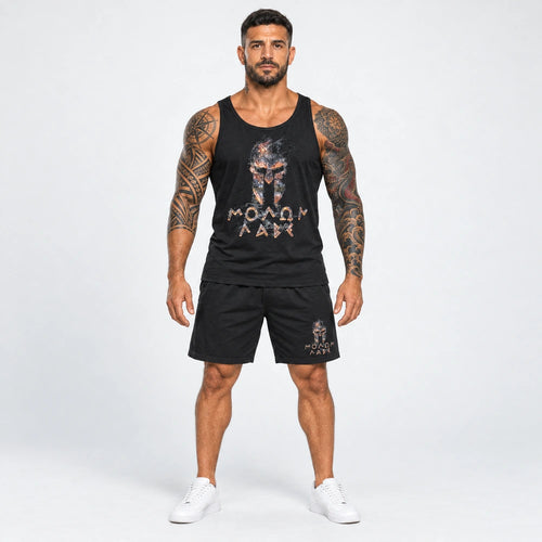 OUTLET Къс Памучен екип с тениска и шорт Spartan gold  [3XL]