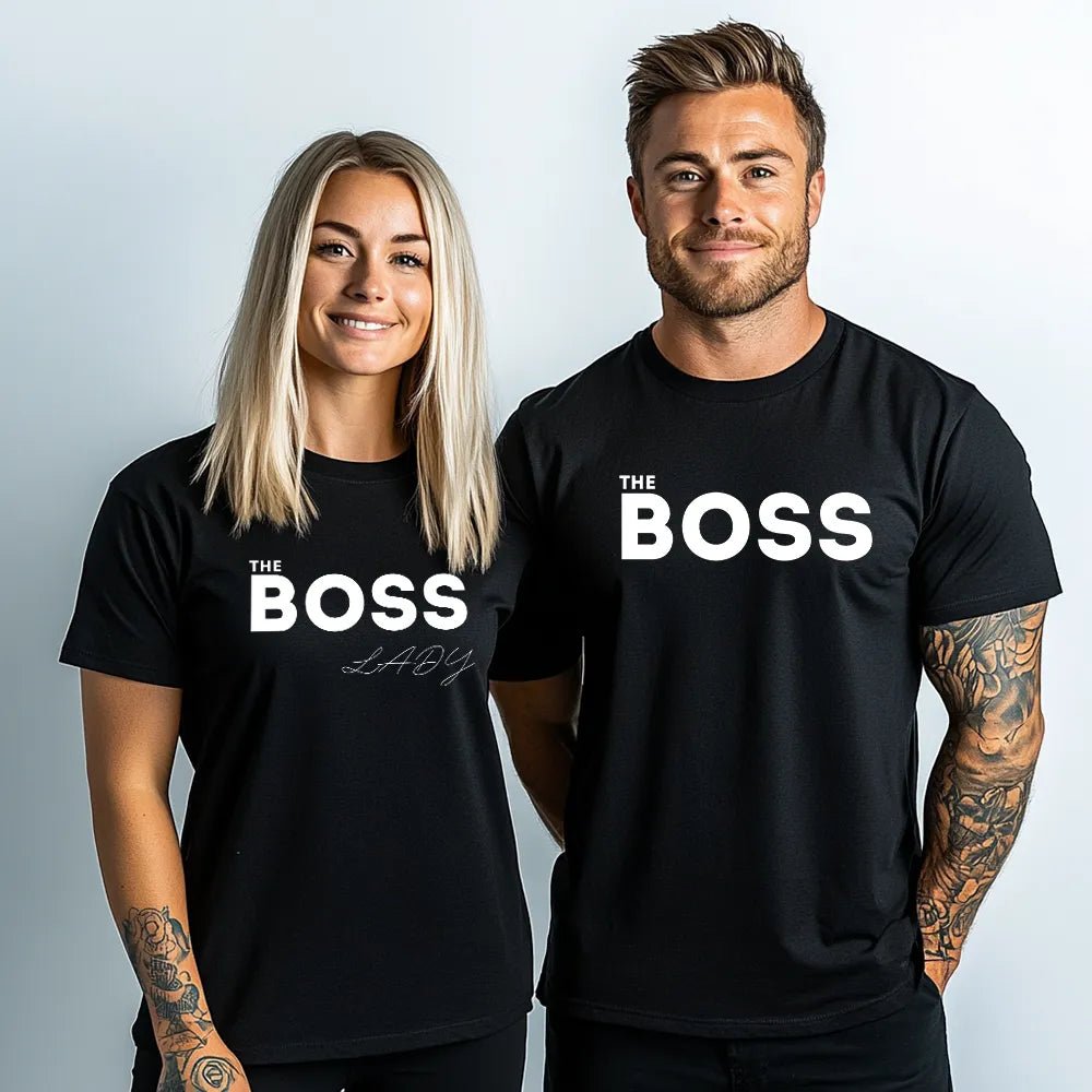 Два броя тениски за Мъж и Жена The Boss Black - Fitness Drehi