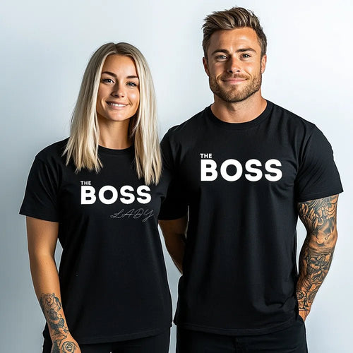 Два броя тениски за Мъж и Жена The Boss Black - Fitness Drehi