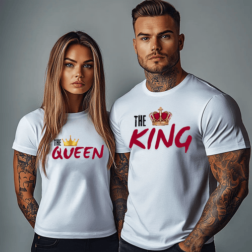 Два броя тениски за Мъж и Жена The King and The Queen - Fitness Drehi
