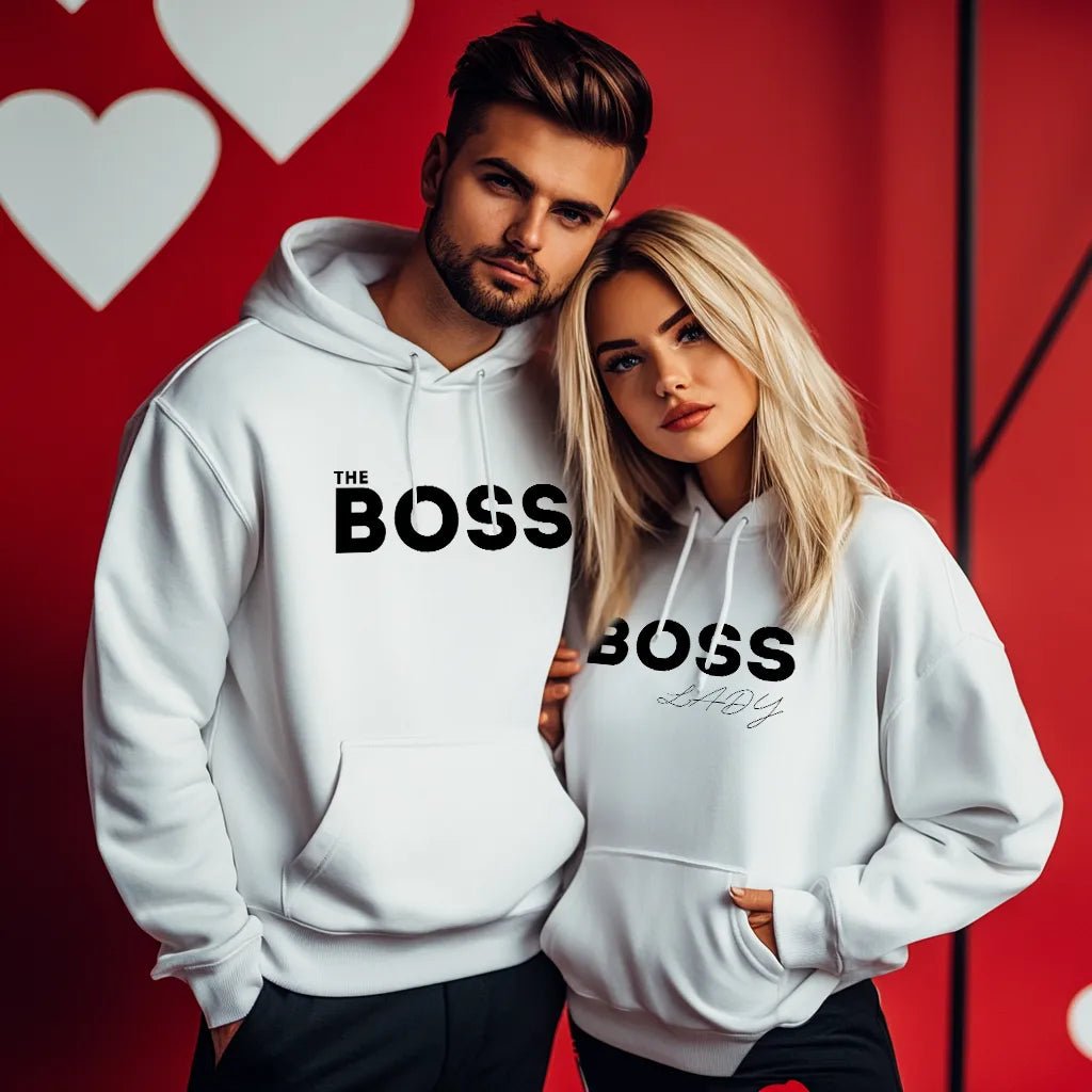 Два броя УНИСЕКС Суичъри Бял The Boss/The Boss Lady - Fitness Drehi