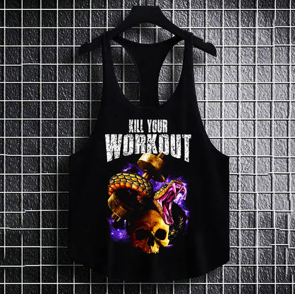 Фитнес потник с изрязан гръб Kill your Workout