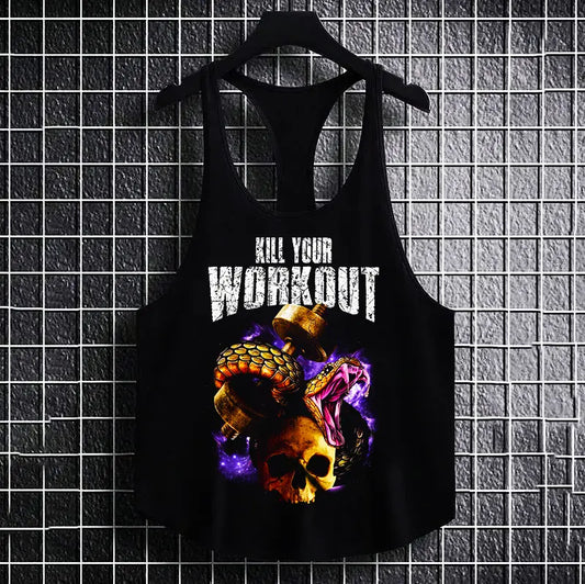 Фитнес потник с изрязан гръб Kill your Workout
