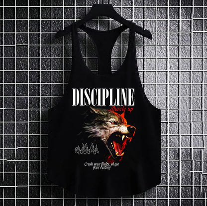 Фитнес потник с изрязан гръб Discipline