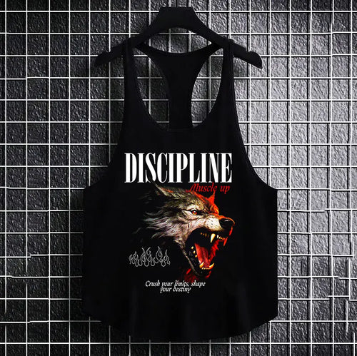 Фитнес потник с изрязан гръб Discipline