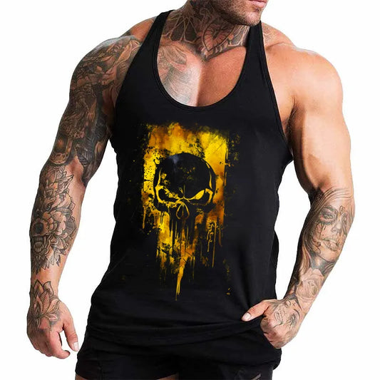 Фитнес потник с изрязан гръб Skull Y