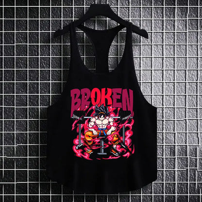 Фитнес потник с изрязан гръб Broken