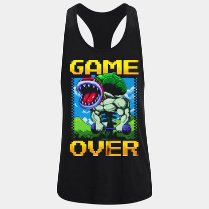Фитнес потник с изрязан гръб Game Over