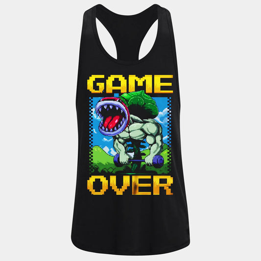 Фитнес потник с изрязан гръб Game Over