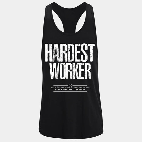 Фитнес потник с изрязан гръб Hardest Worker