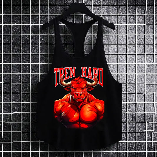 Фитнес потник с изрязан гръб Tren Hard Bull