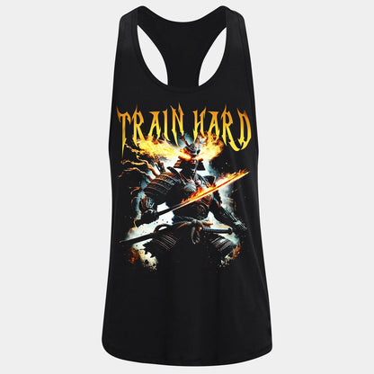 Фитнес потник с изрязан гръб Train Hard Samurai