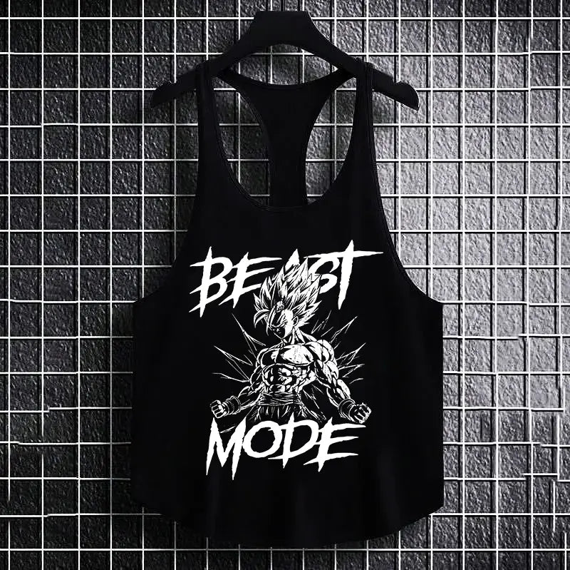 Фитнес потник с изрязан гръб Beast Mode INS