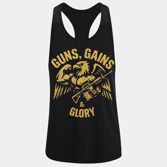 Фитнес потник с изрязан гръб Gains and Glory