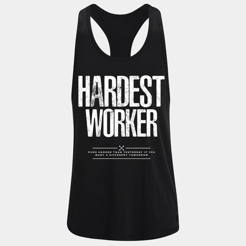 Фитнес потник с изрязан гръб Hardest Worker - Fitness Drehi
