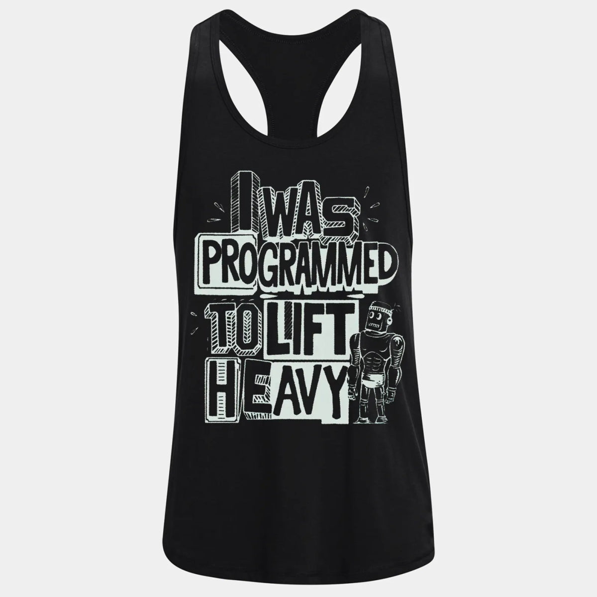 Фитнес потник с изрязан гръб I Was Programmed to Lift - Fitness Drehi