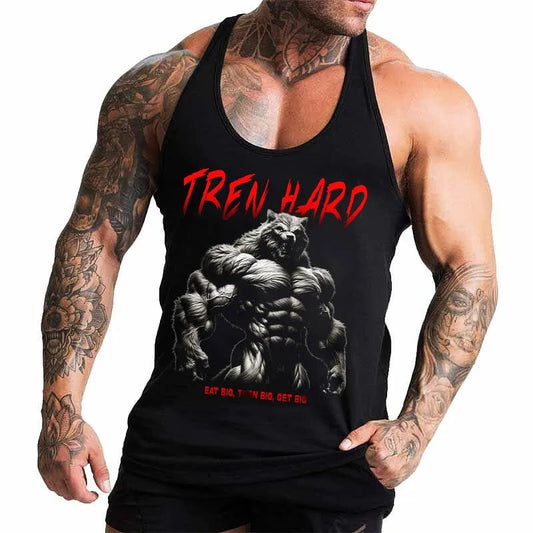Фитнес потник с изрязан гръб Tren Hard - Fitness Drehi