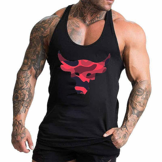Изрязан потник Red Camo Bull - Fitness Drehi