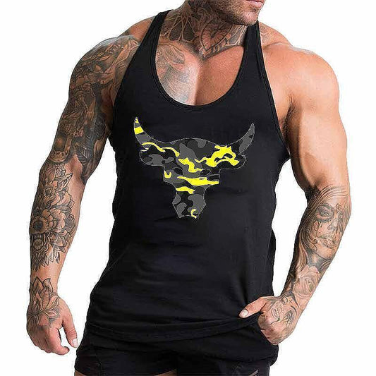 Изрязан потник Yellow Camo Bull - Fitness Drehi