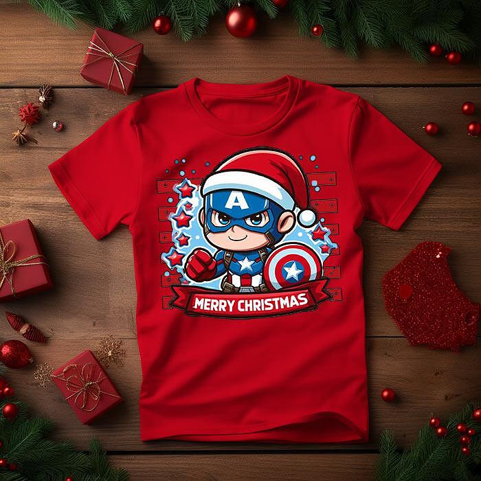 Коледна тениска в различни цветове Капитан Америка 2 - Fitness Drehi