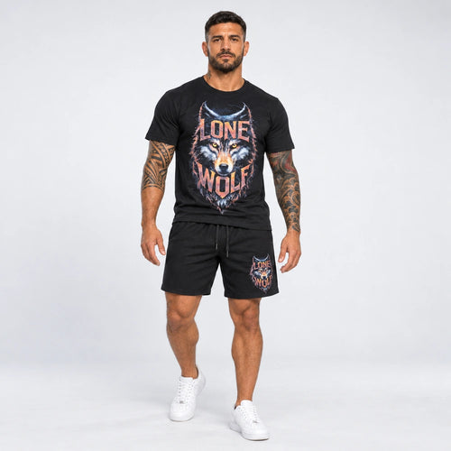 OUTLET Къс Памучен екип с тениска и шорти Wolf [M]