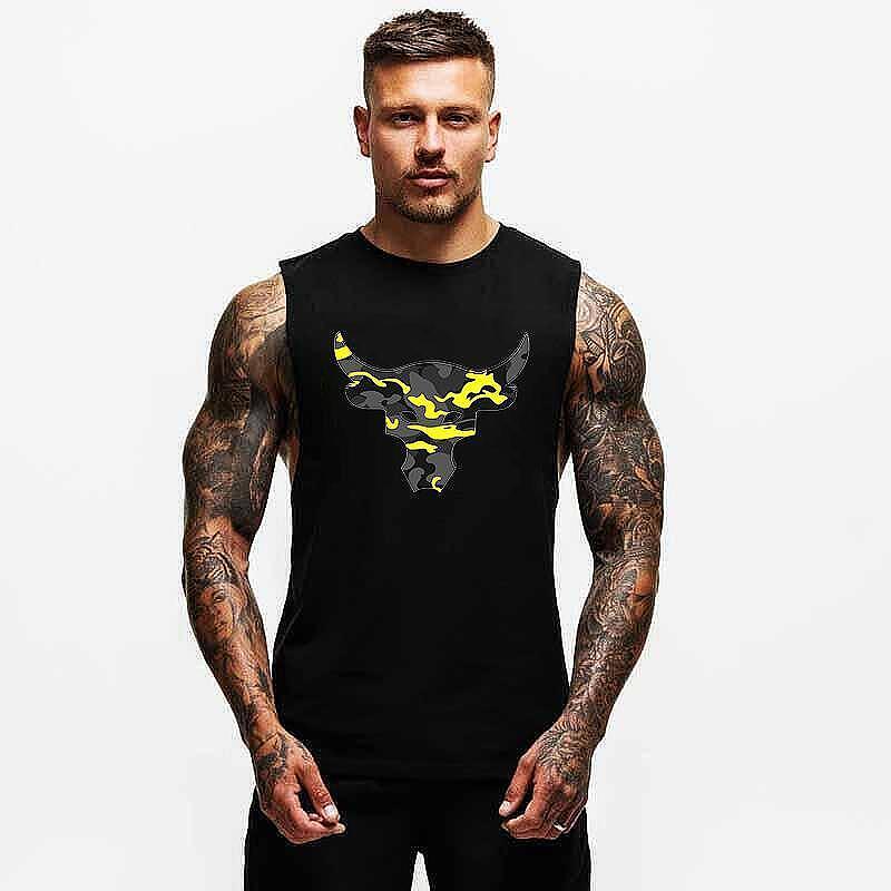 Muscle Потник Yellow Camo Bull - Fitness Drehi