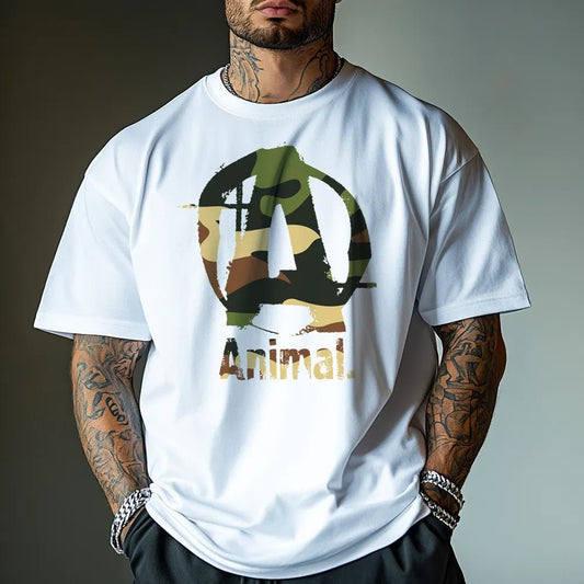 Oversized Унисекс Тениска Animal Camo wh - Fitness Drehi