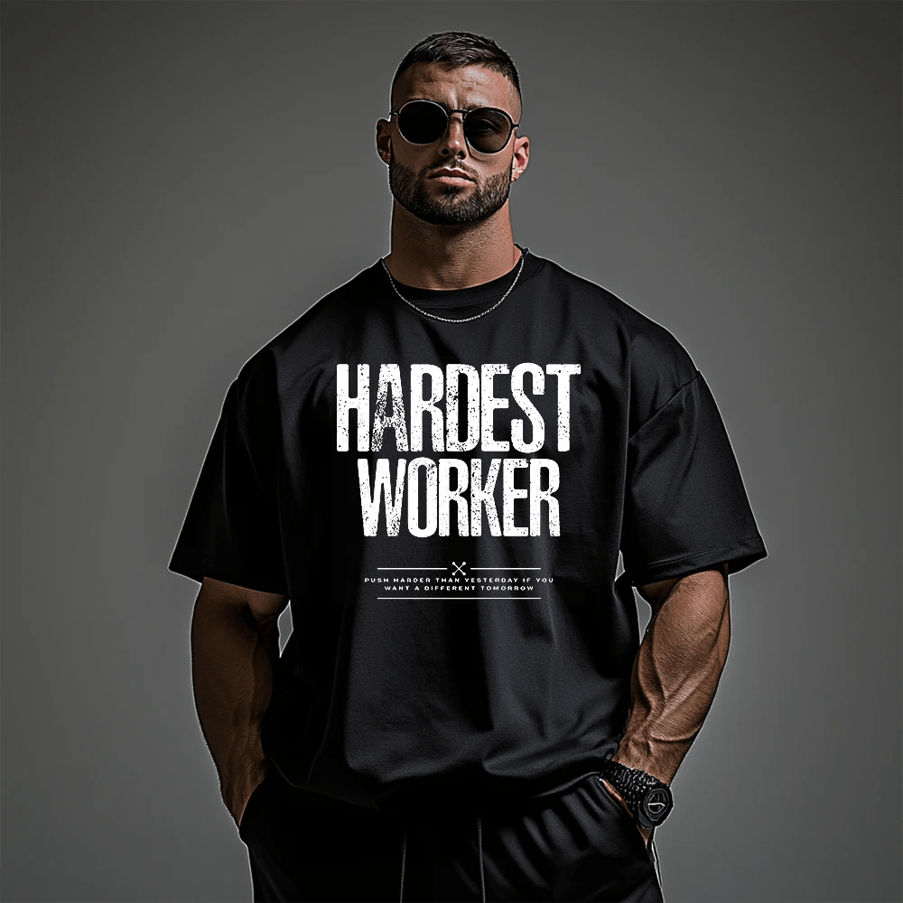 Oversized Унисекс Тениска Hardest Worker - Fitness Drehi