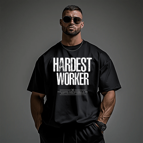 Oversized Унисекс Тениска Hardest Worker - Fitness Drehi