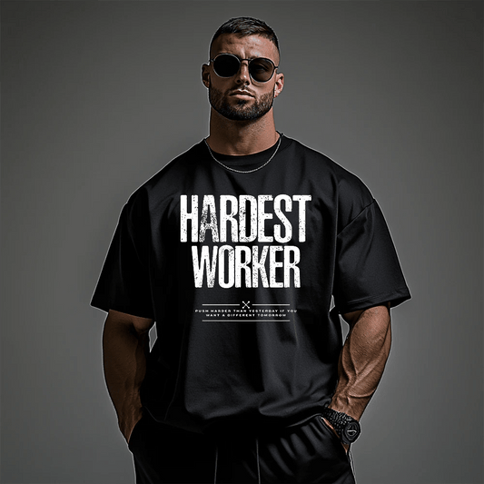 Oversized Унисекс Тениска Hardest Worker - Fitness Drehi