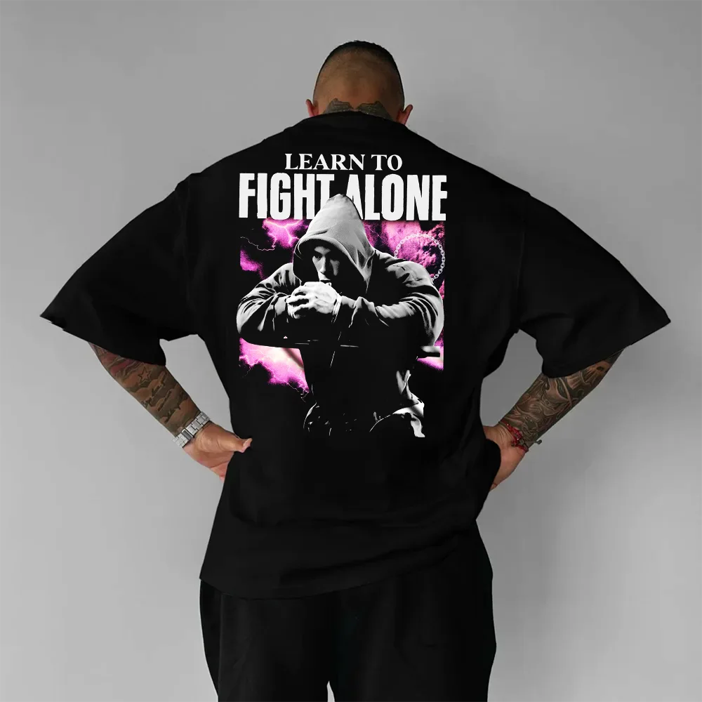 Oversized Унисекс Тениска Fight Alone
